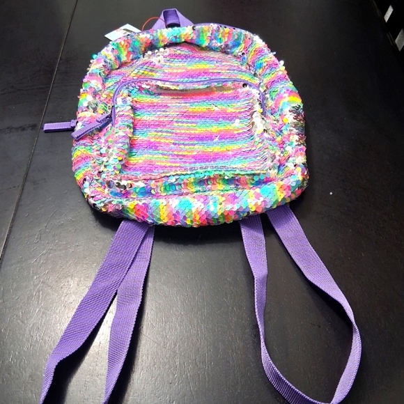 NWT Cat & Jack Little Girl's Sequin Backpack     10"× 12" - Picture 2 of 9